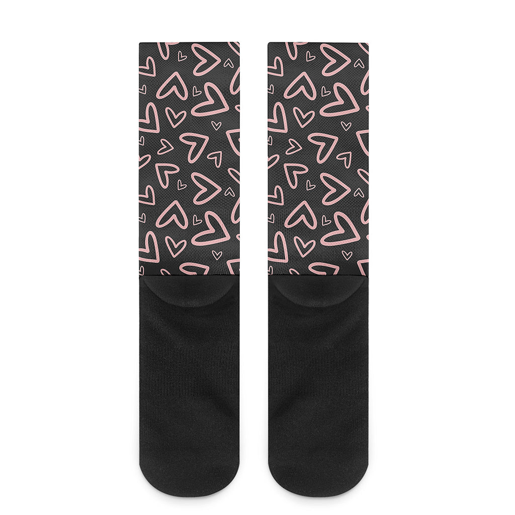 Cute Pink Heart Pattern Print Crew Socks