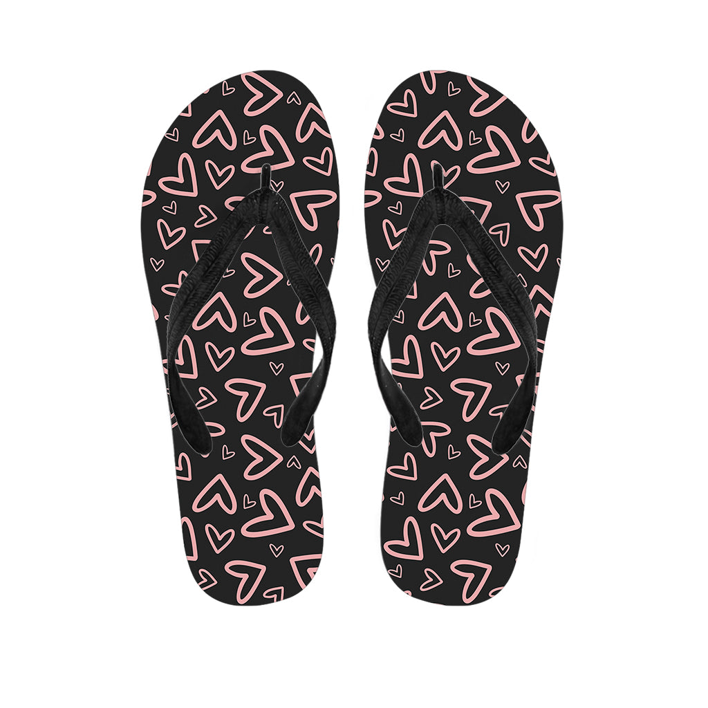 Cute Pink Heart Pattern Print Flip Flops