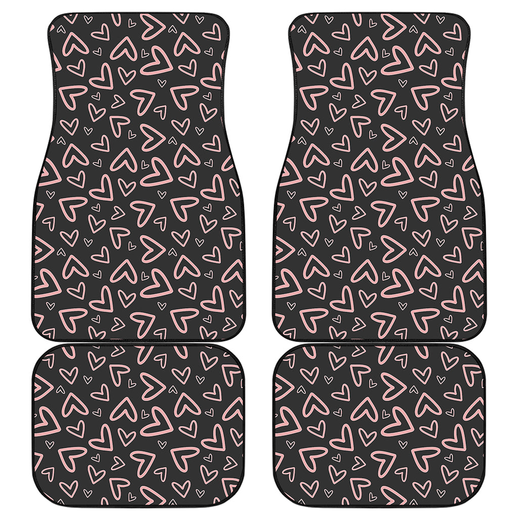 Cute Pink Heart Pattern Print Front and Back Car Floor Mats