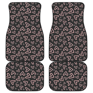 Cute Pink Heart Pattern Print Front and Back Car Floor Mats