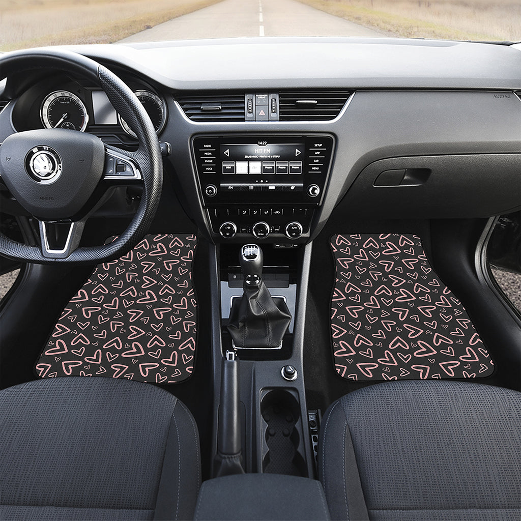 Cute Pink Heart Pattern Print Front and Back Car Floor Mats