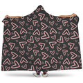 Cute Pink Heart Pattern Print Hooded Blanket