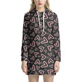 Cute Pink Heart Pattern Print Pullover Hoodie Dress