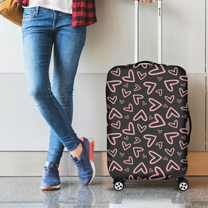 Cute Pink Heart Pattern Print Luggage Cover