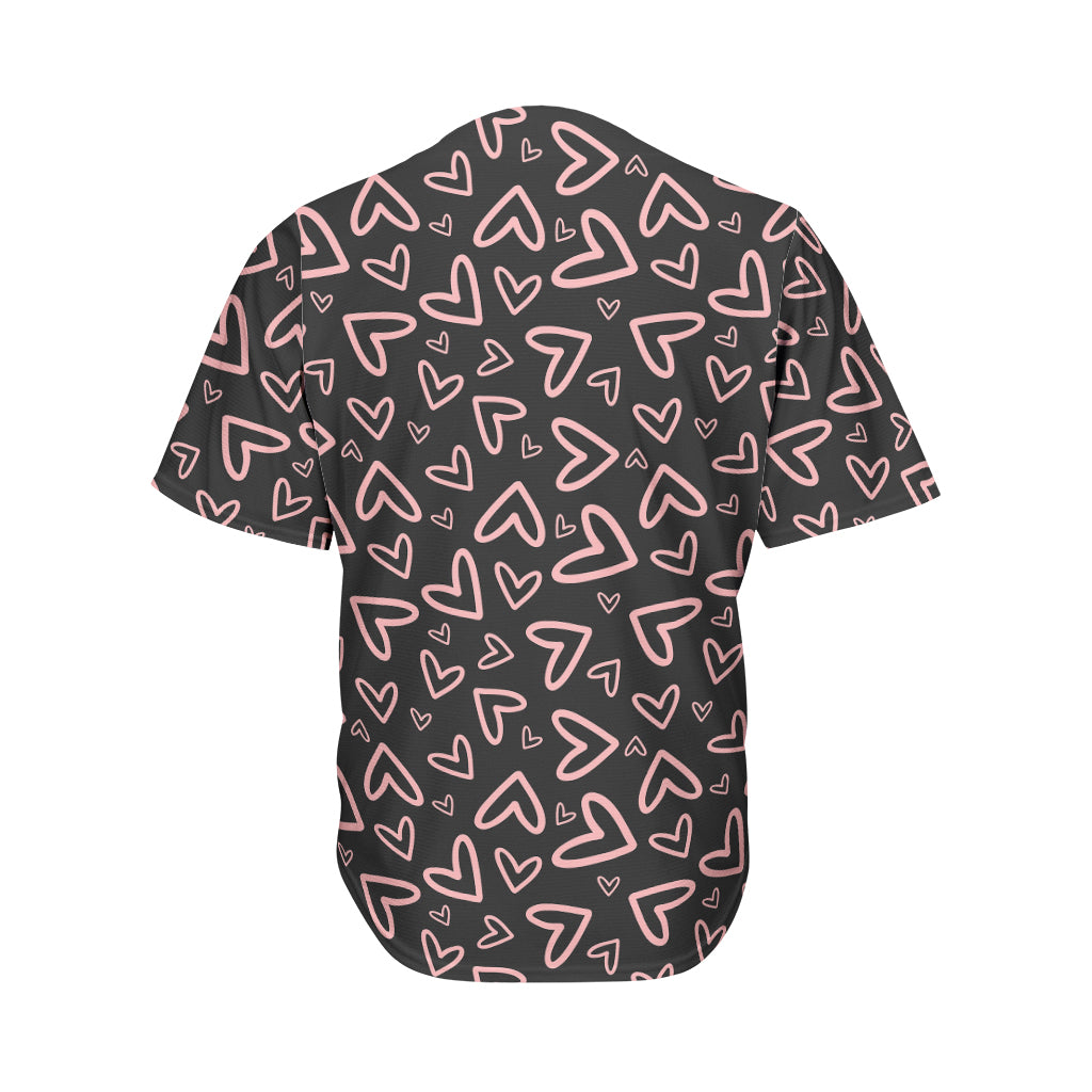 Cute Pink Heart Pattern Print Men's Baseball Jersey