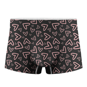 Cute Pink Heart Pattern Print Men's Boxer Briefs