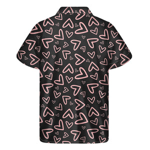 Cute Pink Heart Pattern Print Men's Short Sleeve Shirt