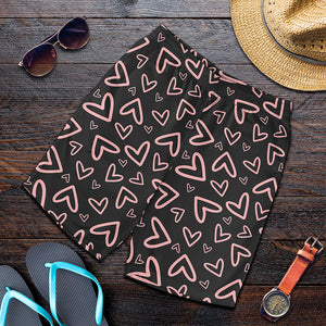 Cute Pink Heart Pattern Print Men's Shorts