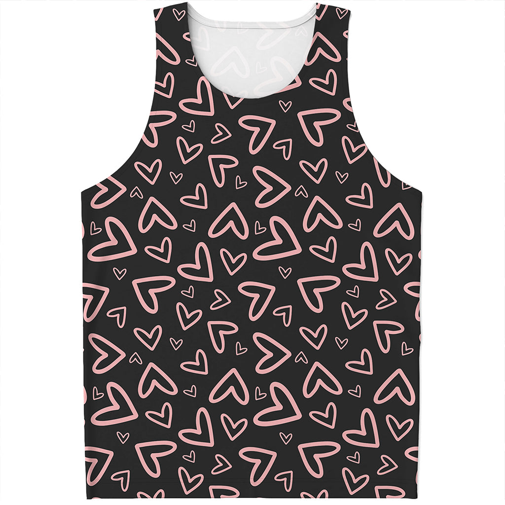 Cute Pink Heart Pattern Print Men's Tank Top