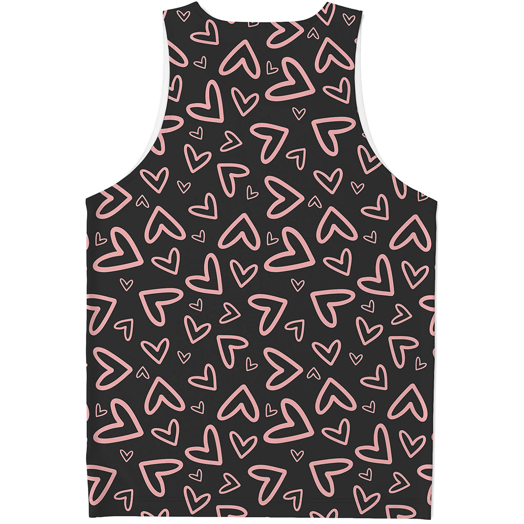 Cute Pink Heart Pattern Print Men's Tank Top