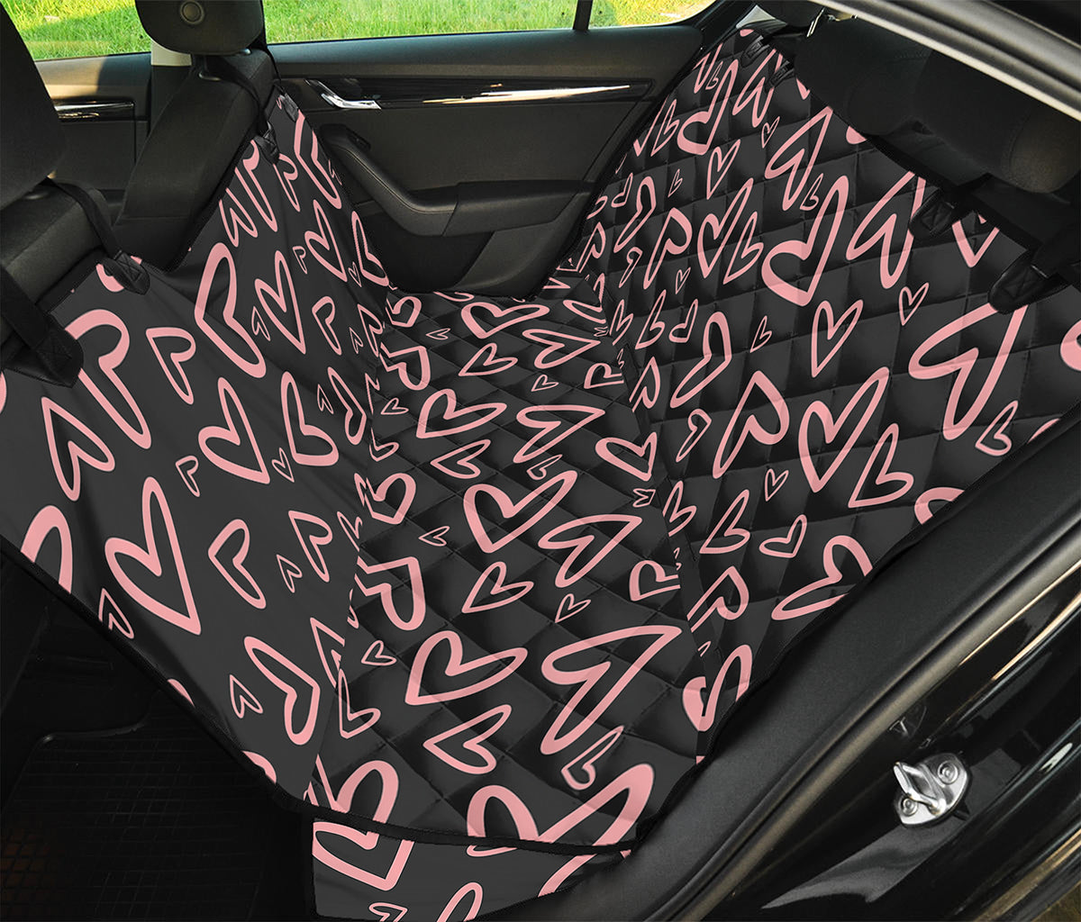 Cute Pink Heart Pattern Print Pet Car Back Seat Cover