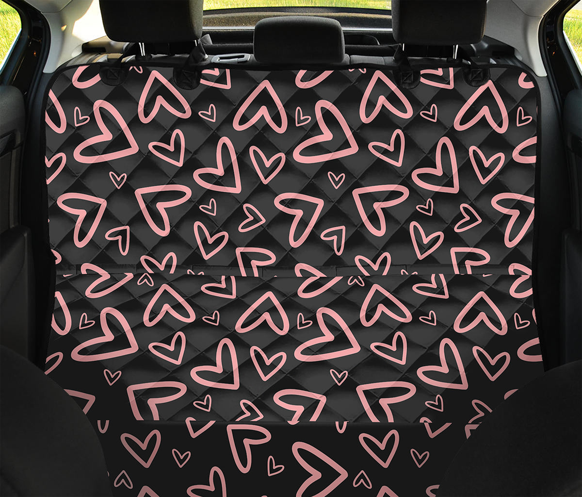 Cute Pink Heart Pattern Print Pet Car Back Seat Cover