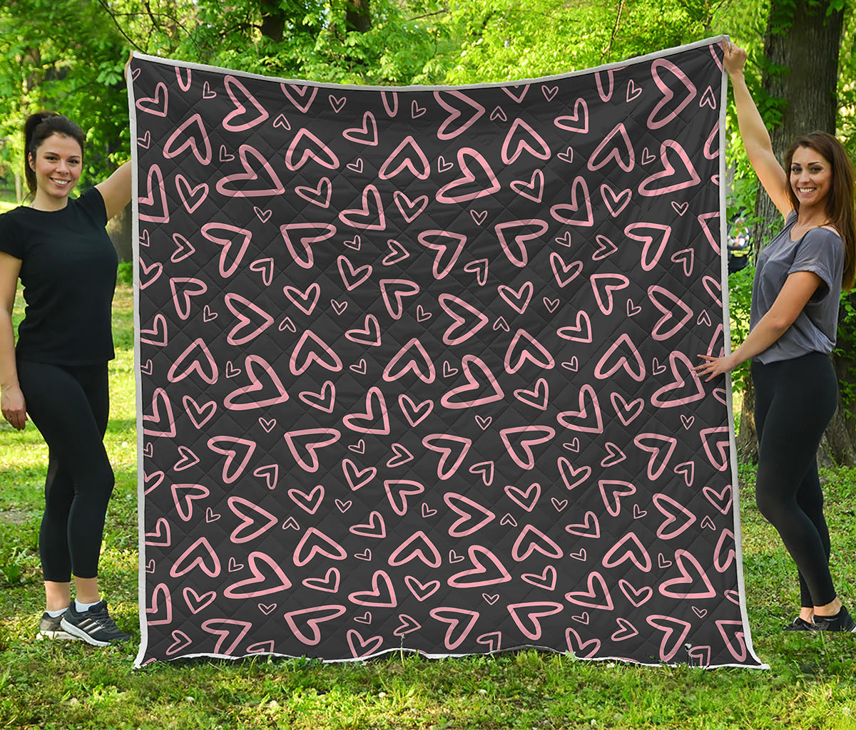 Cute Pink Heart Pattern Print Quilt