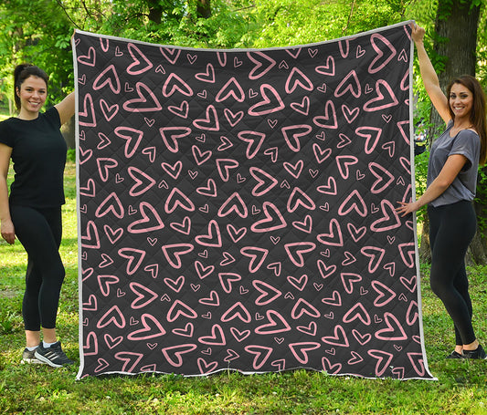 Cute Pink Heart Pattern Print Quilt