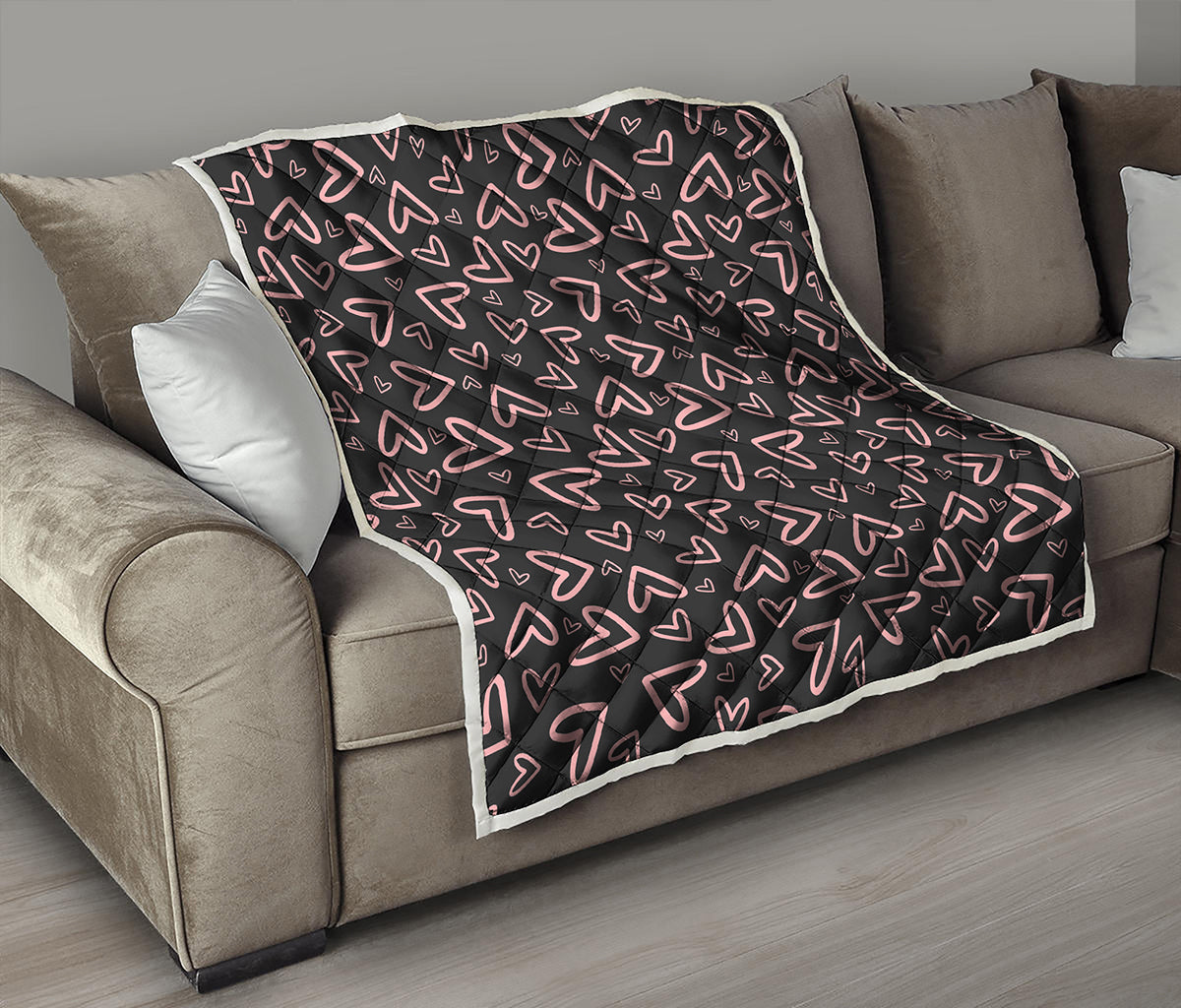 Cute Pink Heart Pattern Print Quilt