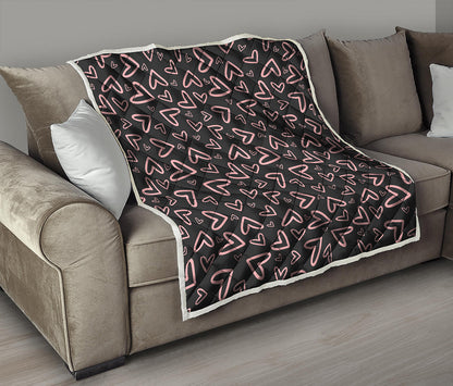 Cute Pink Heart Pattern Print Quilt