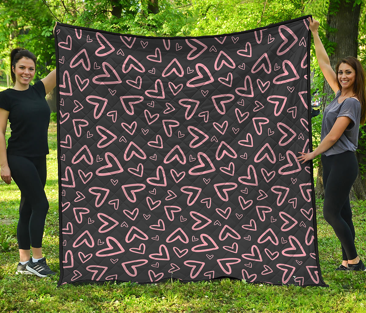 Cute Pink Heart Pattern Print Quilt