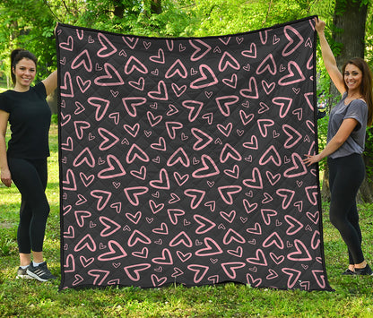 Cute Pink Heart Pattern Print Quilt