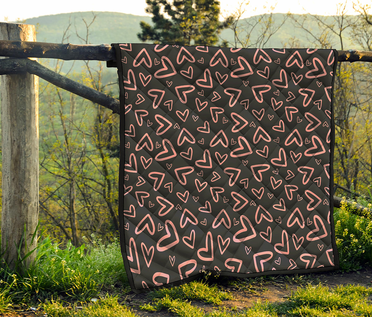 Cute Pink Heart Pattern Print Quilt