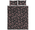 Cute Pink Heart Pattern Print Quilt Bed Set