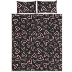Cute Pink Heart Pattern Print Quilt Bed Set