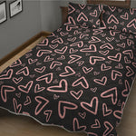 Cute Pink Heart Pattern Print Quilt Bed Set