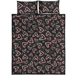 Cute Pink Heart Pattern Print Quilt Bed Set