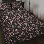 Cute Pink Heart Pattern Print Quilt Bed Set