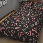 Cute Pink Heart Pattern Print Quilt Bed Set
