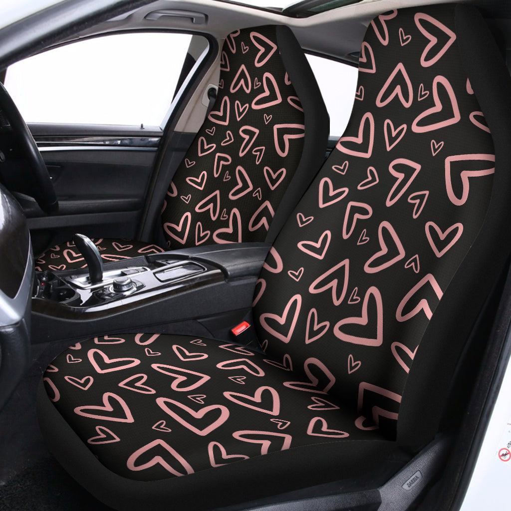 Cute Pink Heart Pattern Print Universal Fit Car Seat Covers