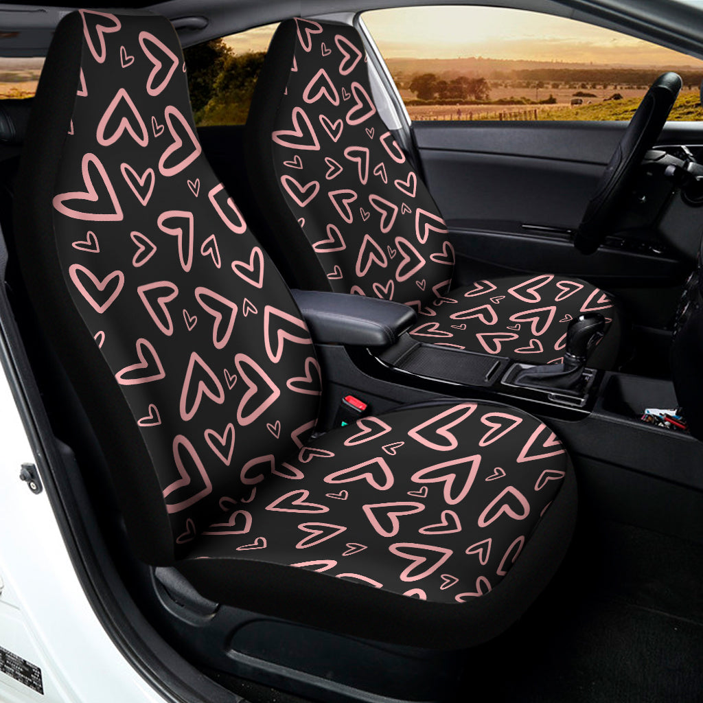 Cute Pink Heart Pattern Print Universal Fit Car Seat Covers