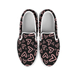 Cute Pink Heart Pattern Print White Slip On Shoes