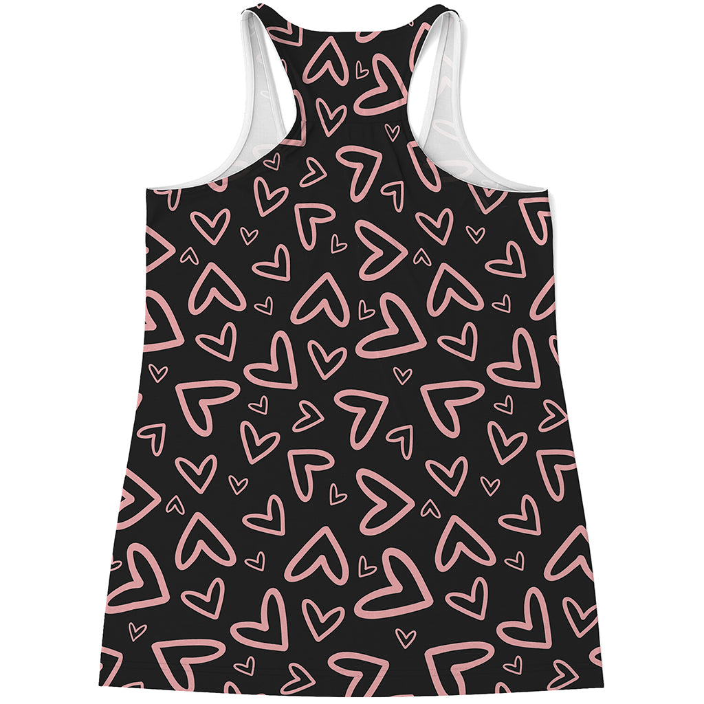Cute Pink Heart Pattern Print Women's Racerback Tank Top