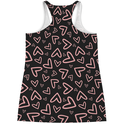Cute Pink Heart Pattern Print Women's Racerback Tank Top