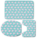Cute Pink Llama Pattern Print 3 Piece Bath Mat Set