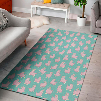 Cute Pink Llama Pattern Print Area Rug