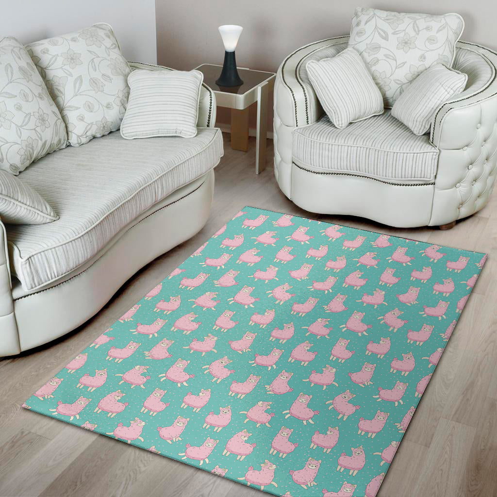 Cute Pink Llama Pattern Print Area Rug