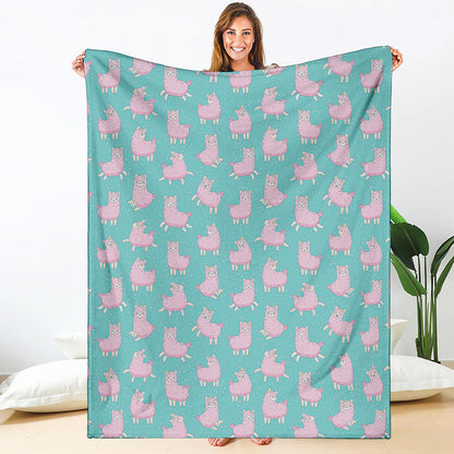Cute Pink Llama Pattern Print Blanket