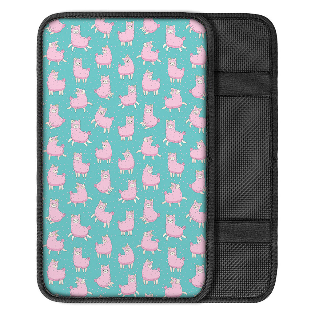 Cute Pink Llama Pattern Print Car Center Console Cover