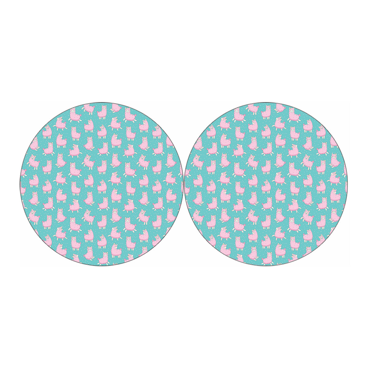 Cute Pink Llama Pattern Print Car Coasters