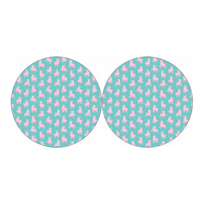 Cute Pink Llama Pattern Print Car Coasters