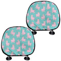 Cute Pink Llama Pattern Print Car Headrest Covers