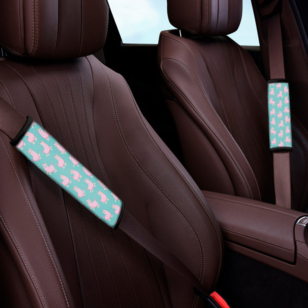 Cute Pink Llama Pattern Print Car Seat Belt Covers