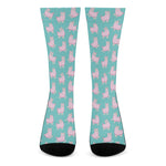 Cute Pink Llama Pattern Print Crew Socks