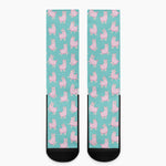 Cute Pink Llama Pattern Print Crew Socks