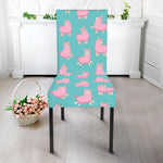 Cute Pink Llama Pattern Print Dining Chair Slipcover