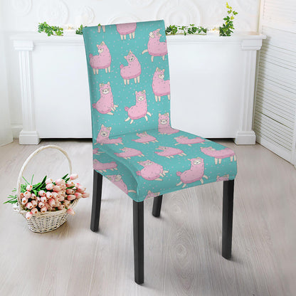 Cute Pink Llama Pattern Print Dining Chair Slipcover