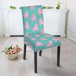 Cute Pink Llama Pattern Print Dining Chair Slipcover