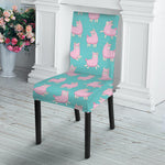 Cute Pink Llama Pattern Print Dining Chair Slipcover