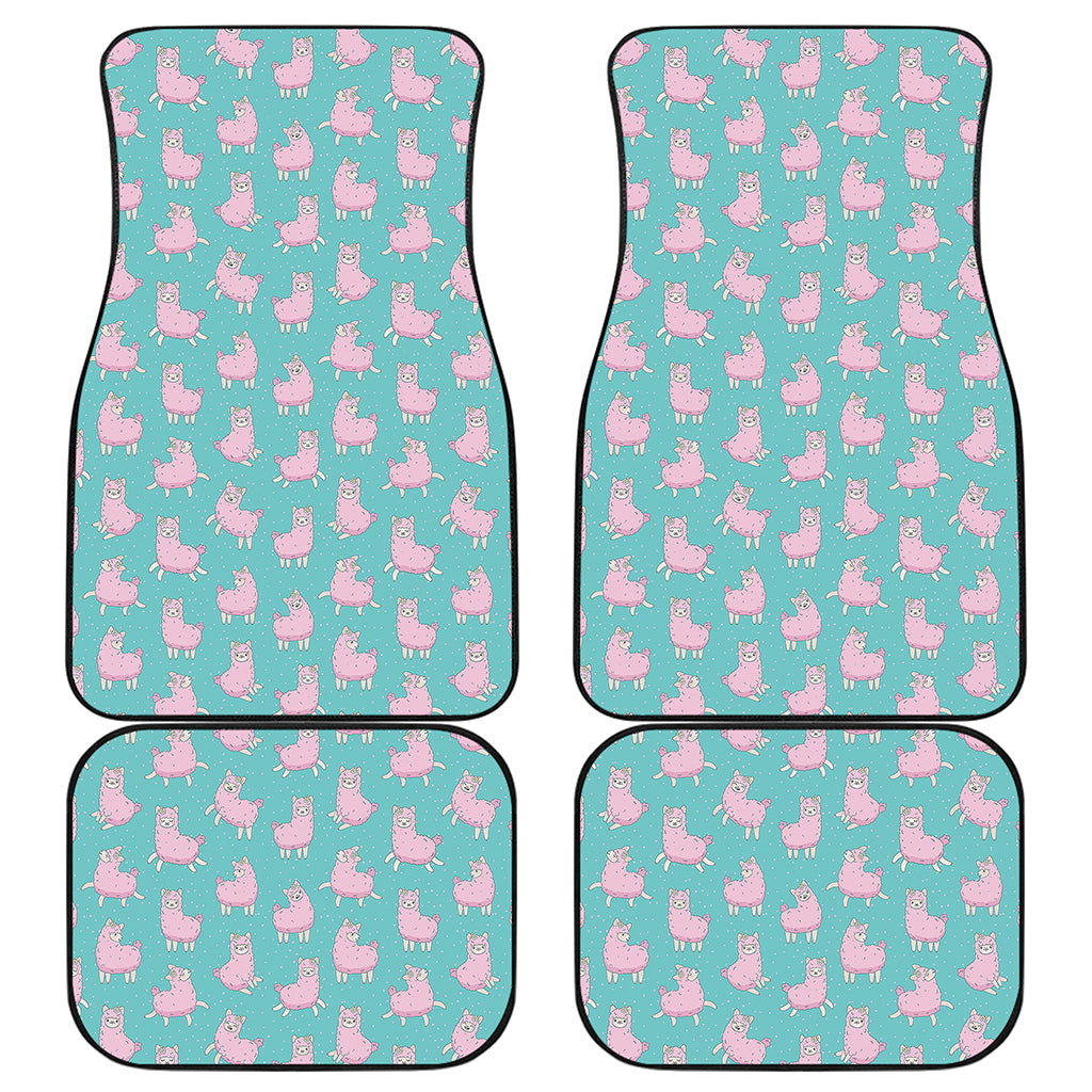 Cute Pink Llama Pattern Print Front and Back Car Floor Mats